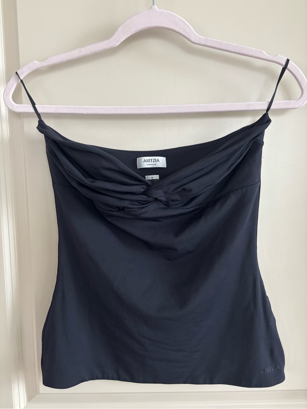 Aritzia Black Draped Cowl Neck Silk-Blend Camisole